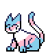 simple pixel art of a cat with transgender flag colors